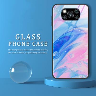 China Mobile Phone Marble Tempered Glass Cover Shockproof Marble Back Cover For Xiaomi Poco X3 NFC Case for sale