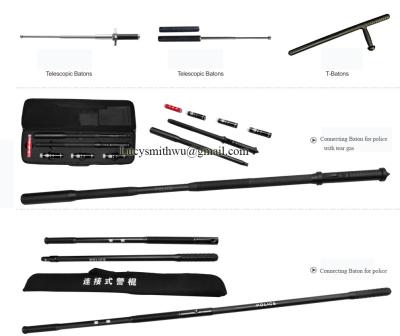 China Police rubber riot T-baton，connecting baton for police with tear gas , telescopic batons for sale