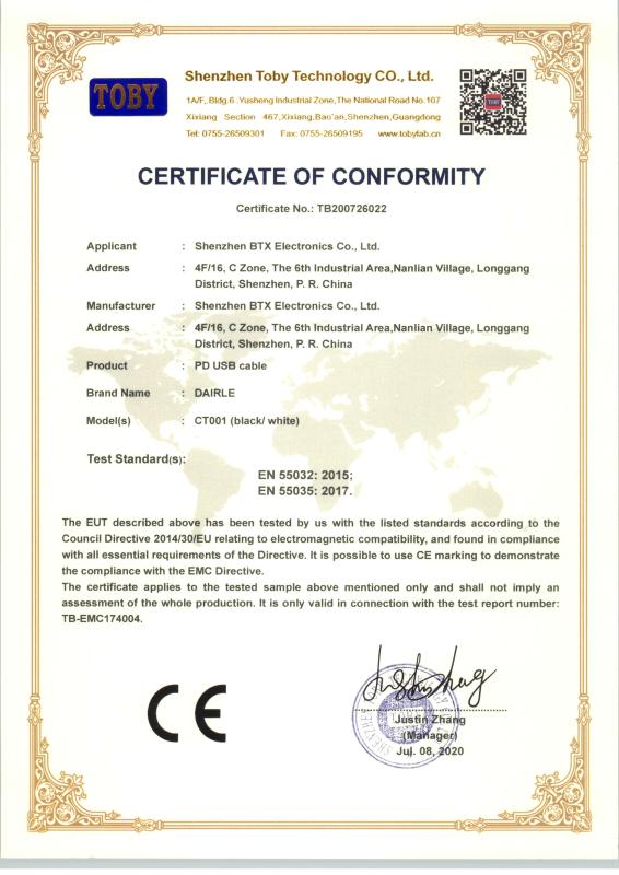 CE - Shenzhen BTX Electronics Co., Limited