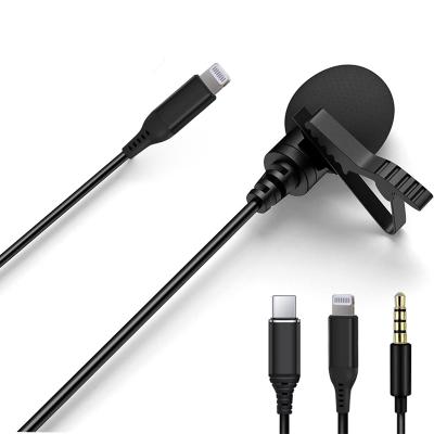 China Omnidirectional MIC Lavalier Microphone with Easy Clip on System Perfect for iPhone Recording Youtube, Interview, Video Conferencing, Podcast, ASMR for sale