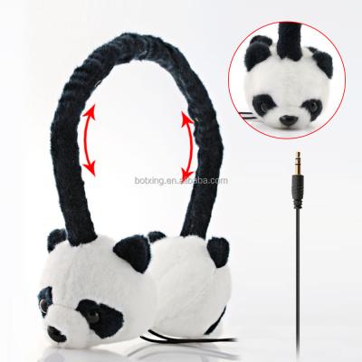 China Headband Volume Limited Cute Children Earphone Cartoon Panda Plush Children Headphones for sale