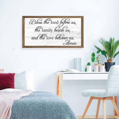 China Europe Dining Room Wall Art Inspirational Sign Bless The Food Before Us Wood Framed Signs for sale