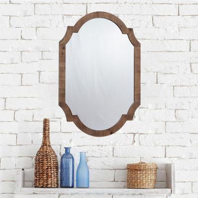 China Eco-Friendly Rustic White Decor Shabby Chic French Farmhouse Wall Mirror Curved Vintage Look Wood Frame Wall Mirror for sale