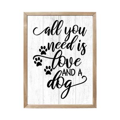 China Rustic Frame Sign Europe Farmhouse Decor Inspired Home Signs Quotes All You Need Is Love And A Dog Framed Wood Sign for sale