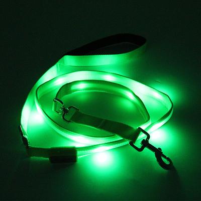 China DETACHED Pet Products Custom Dog Collars And Leashes Outdoor Led Luminous Durable Nylon Walking Leashes for sale