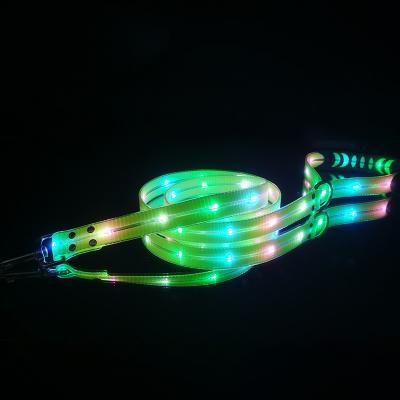 China Outdoor Daily DETACHED Night Safety Colorful Flashing Led PVC Coated Webbing Pet Leash for sale