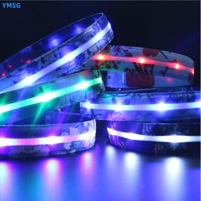 China Wholesale DETACHED Multicolor Pattern Glow Dog Collars Pet Products Led Flashing Collar USB Safe Rechargeable Dog Collar for sale