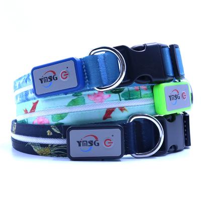 China New Design Strap Maker Soft Patterned High Quality Dog Collar DETACHED Led Pet Light Up USB Collar for sale