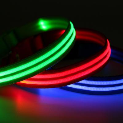 China 2021 new design usb rechargeable fiber optic luminous DETACHED double double led collar for dogs for sale