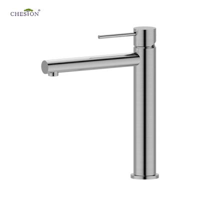 China Cheston CE Contemporary Watermark CUPC Brushed Single Handle Stainless Steel Bathroom Basin Faucet for sale