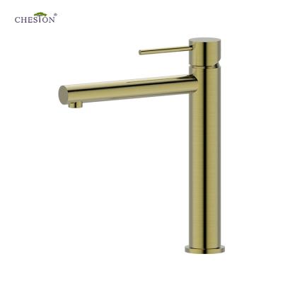 China Cheston Watermark CE Watermark CUPC Luxury 304 Stainlee Steel Single Holes Single Handle Bathroom Golden Basin Faucets for sale