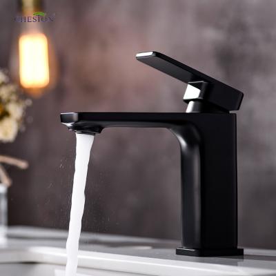 China Factory direct sale Square Torneira DA Bacia Black Brass Bathroom Basin Mixer Tap Water Tap Contemporary Wash Sink Faucet for sale