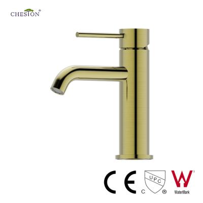 China Watermark UPC Contemporary Faucet Brushed Gold Modern Mixer Basin Bathroom Faucet for sale