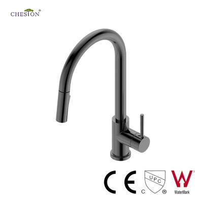 China Watermark Contemporary High Quality CE CUPC Deck Mounted Gunmetal Kitchen Faucet Pull Down for sale