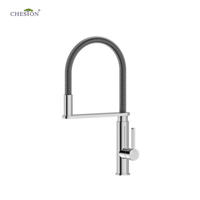 China Pull Down Spray Pull Down Spring Hose Sink Smart Brass Chrome With Sprayer Kitchen Faucet for sale