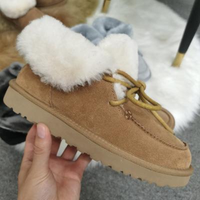 China Round Stylish Furry Winter Fur Cover Warm Waterproof Snow Boots For Ladies for sale