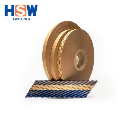 China Heat Resistant 340um Brown Kraft Paper Hot Melt Tape For Fastening Nails Staples for sale