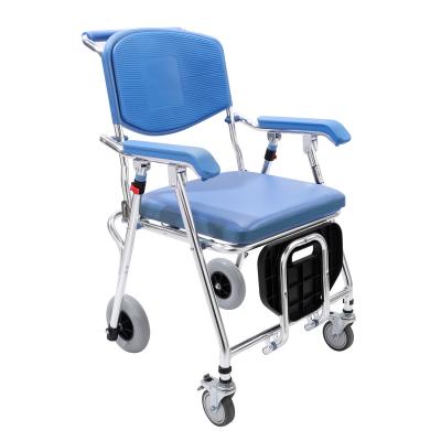 China Aluminum Alloy Adjustable Shower Commode Chair Toilet Camping Chair On Wheels for sale