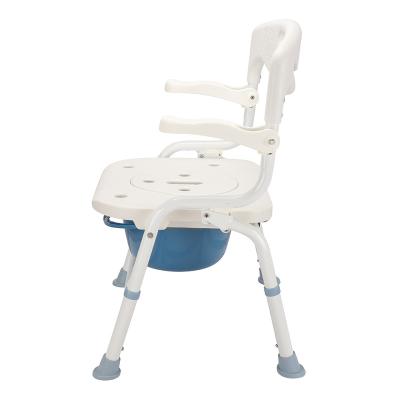 China New Design 28.6*1.25mm Flat Seat O-hole Antiskid Folding Commode Chair For Elderly for sale