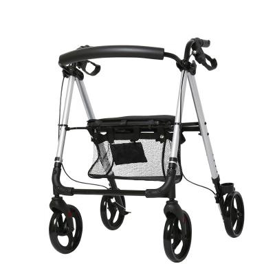 China 1.2mm Aluminum Alloy Tube Elderly Travel Aid Universal Four Wheel Aluminum Alloy Shopping Trolley With Wheel Seat for sale