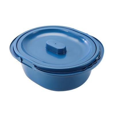 China Detachable Blue Plastic Potty Commode Chair Bucket Wheelchair Accessories With Lid for sale