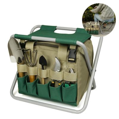 China Outdoor Garden Tool Bag With Folding Seat Packing Tool Bag Durable Electrician Tool Bag for sale