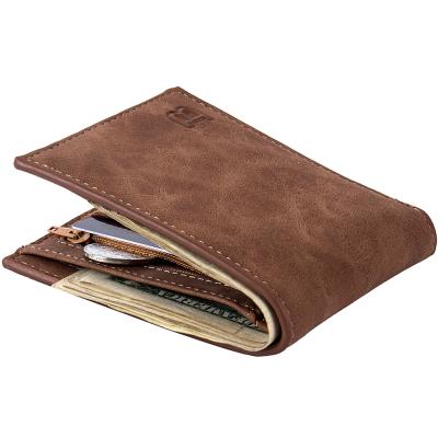 China RFID 2021 Customize New Design Slim Coin Purse Purse ID Credit Card Holder Shorts PU Leather Slim RFID Wallet For Men for sale