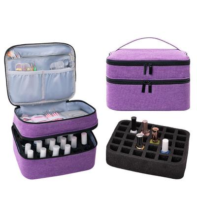 China Fashion Border Hot Selling Essential Oil Nail Polish Storage Bag Double Layer Manicure Instrument Portable Handbag Accessories for sale