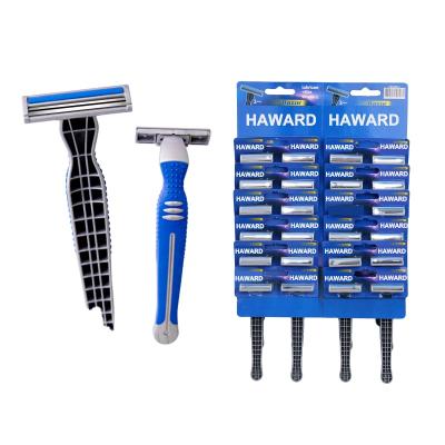 China Good Quality Handle OEM 2 Blades Rubber Twin Blades Razor Blades Disposable Razor for sale