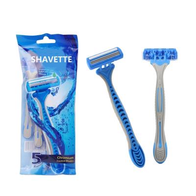 China Sweden D316L Stainless Steel Triple Blade Rubber Handle Disposable Razor for sale