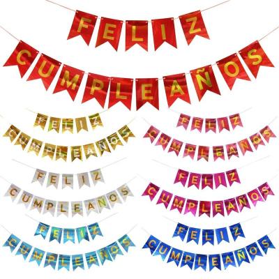 China Health Care Institutes 16*20cm Birthday Banner LHD Gold Metal Happy Birthday Banner Party Decoration Paper for sale