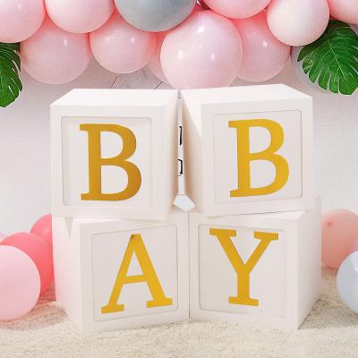 China Hot Selling Holiday Decorations God Baby Shower Party Decorations Baby Shower Balloon Blocks Arch Garland Kit DIY Balloon White Transparent Box for sale