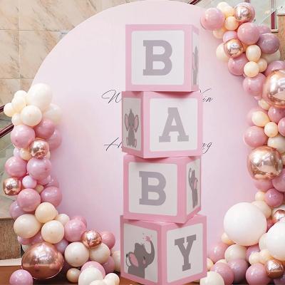 China Holiday Decorations Animals Balloon Box Garland With Pink Blue Elephant BABY Box For Baby Shower Decorations Birthday Party Blocks SuppliesPopular for sale