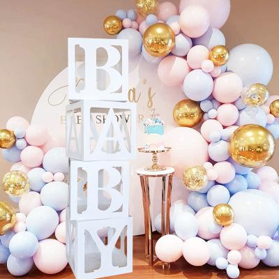 China White Transparent Hollow Out Party Props 4 Pcs BABY Balloon Box Decorations Letters Balloon Box Party Installation Box for sale