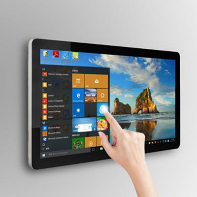 China Metal Case + Tempered Glass Panel Goog Quality Wall Embedded Mount LCD Touch Screen Computer Industrial Monitor All In One PC for sale