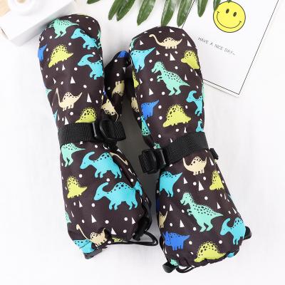 China Winter Children Waterproof Cartoon Gloves Boys Girls Winter Gloves Dinosaur Shark Warm Print for sale