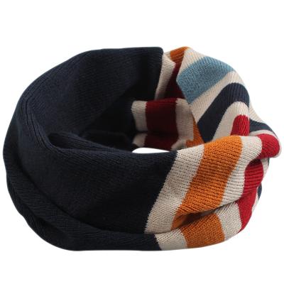 China Winter Soft Cozy Classic Kids Stripe Scarf Boys Warm Neck Warmer With 100% Acrylic Girls Deep Knitted Unisex Round Scarves for sale