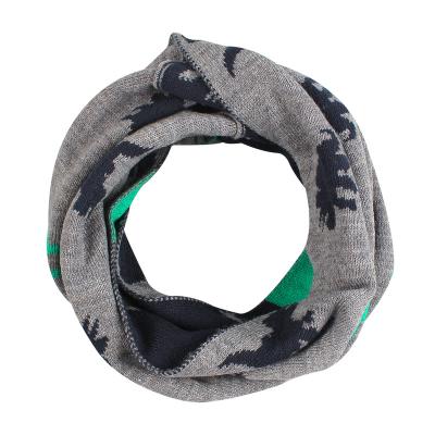 China Soft Smooth Cozy Kids Gray Winter Scarf with Dinosaur Baby Acrylic Neck Warmer Unisex Round Knitted Warm Scarves for Kids for sale