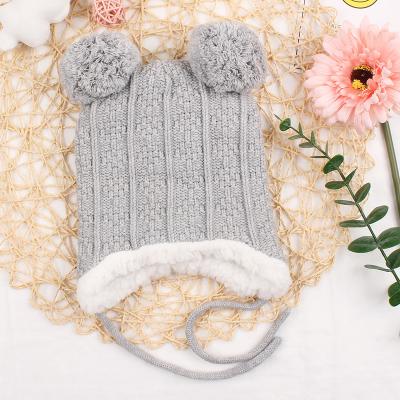 China Breathable Winter Boys Girls Beanies Knitted Fleece Warm Hat For Children Cute Baby Kids Winter Thick Warm Hats for sale