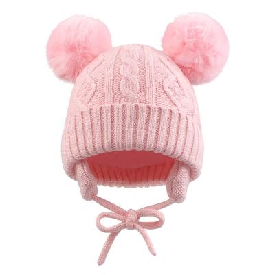 China COMMON Knitted Warm Baby Beanie For Girls Beanie With Cotton Lining Cute Toddler Infant Boys Winter Hat for sale