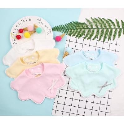 China Wholesales Washable Cotton Baby Burp Cloth Toddler Infant Babies Bibs Bow Decorated Drool Bibs for sale