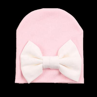 China 100% Custom Baby Bow Beanie Colorful Cotton Toddler Girls Winter White Infant Warm Infant Hat Wholesale Newborn Cozy Warm Soft Hat for sale