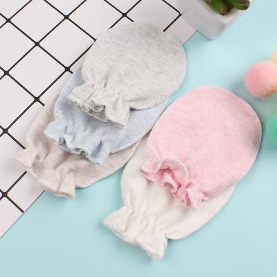 China Four Seasons Newborn Baby Customized Unisex Anti Scratch Solid Color Cotton Gloves Infant Winter Mittens Wholesale for sale