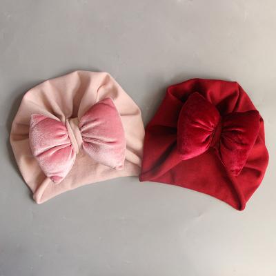 China Soft Warm Comfy Newborn Baby Beanie Hat For Girls Baby 6-12 Months Infant Bow Caps Hospital Beanies for sale