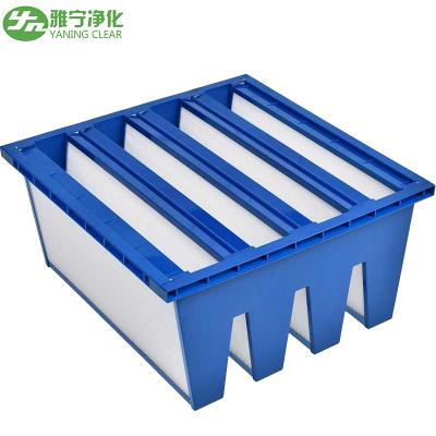 China HVAC AHU System Sub - Hepa Air Filter W Type With Blue Plastic Frame for sale