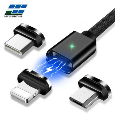 China Braided MP3/MP4 Player Phone Charger Cable Micro Usb Data Charging Cable 1m 2m 3m 3 In 1 Led Magnetic Charging Cable for sale