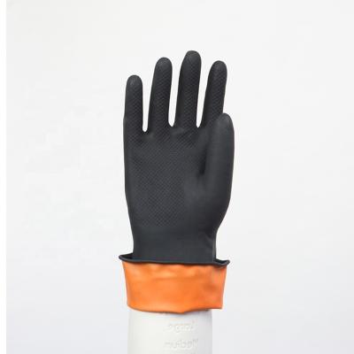 China Cleaning Heavy duty black industrial rubber gloves reusable cleaning gloves for sale