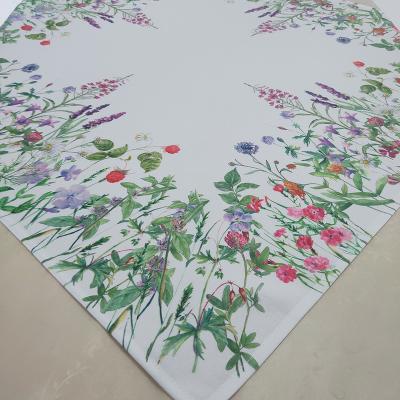 China Waterproof Spring Flowers Decorative Tablecloth Polyester Washable Dining Table Cover For Outdoor Holiday Party Wedding Home Picnic for sale