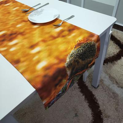 China Simple Chinese Printing Table Runner With Animal Hedgehog Table Runner With Water Resistant Oil Proof for sale