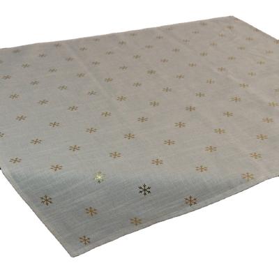 China Gold Print Snowflake Waterproof Tablecloth Made Of Wicking Canvas Fabric for sale